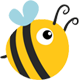 yellow color cartoon bee facing right side