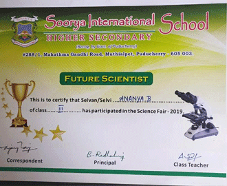 future scientist certificate